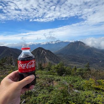 「男体山→大真名子→小真名子→太郎山」を見ながら飲むコーラは最高でした😋