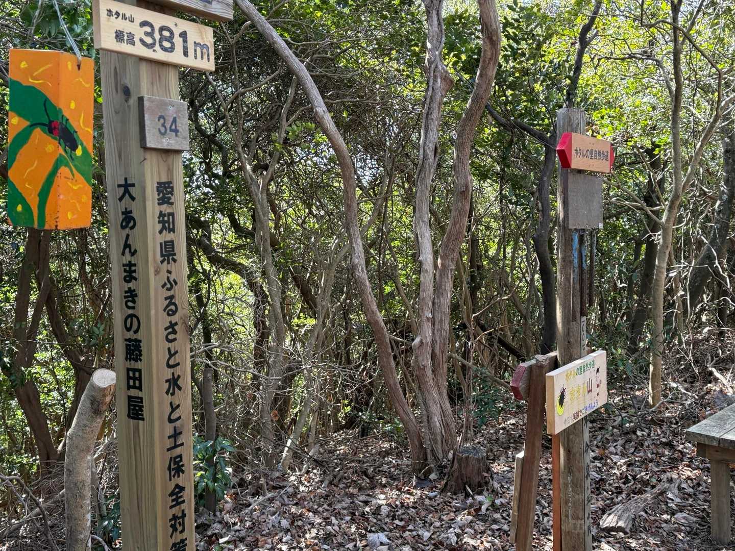 左の山名標は、知立名物大あんまきの藤田屋がスポンサーか？
これ以降、あんまきを頭に浮かべながら歩いた