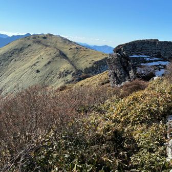 山頂から笹ヶ峰を望む