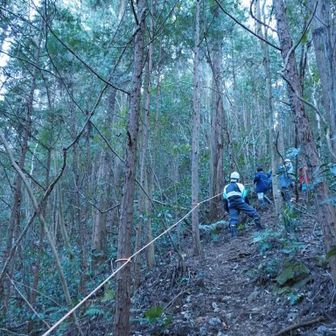 地元の方がロープを設置していました🙇　山頂は伐採したので見晴らしが良くなり初日の出が見られるようになったと話していました。
