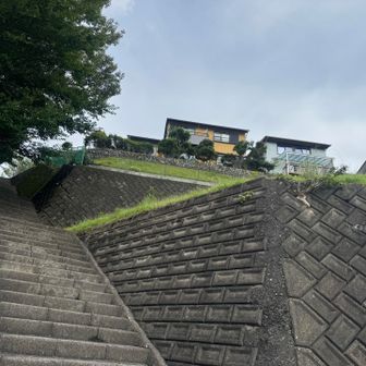 高台住宅街の脇がルートになっています😁