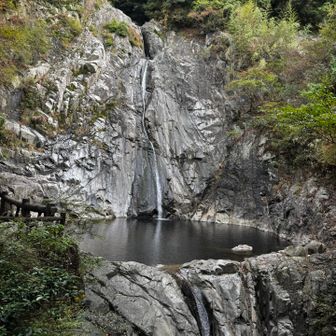 前日雨降りだったはずなのに滝がめっちゃ細い
