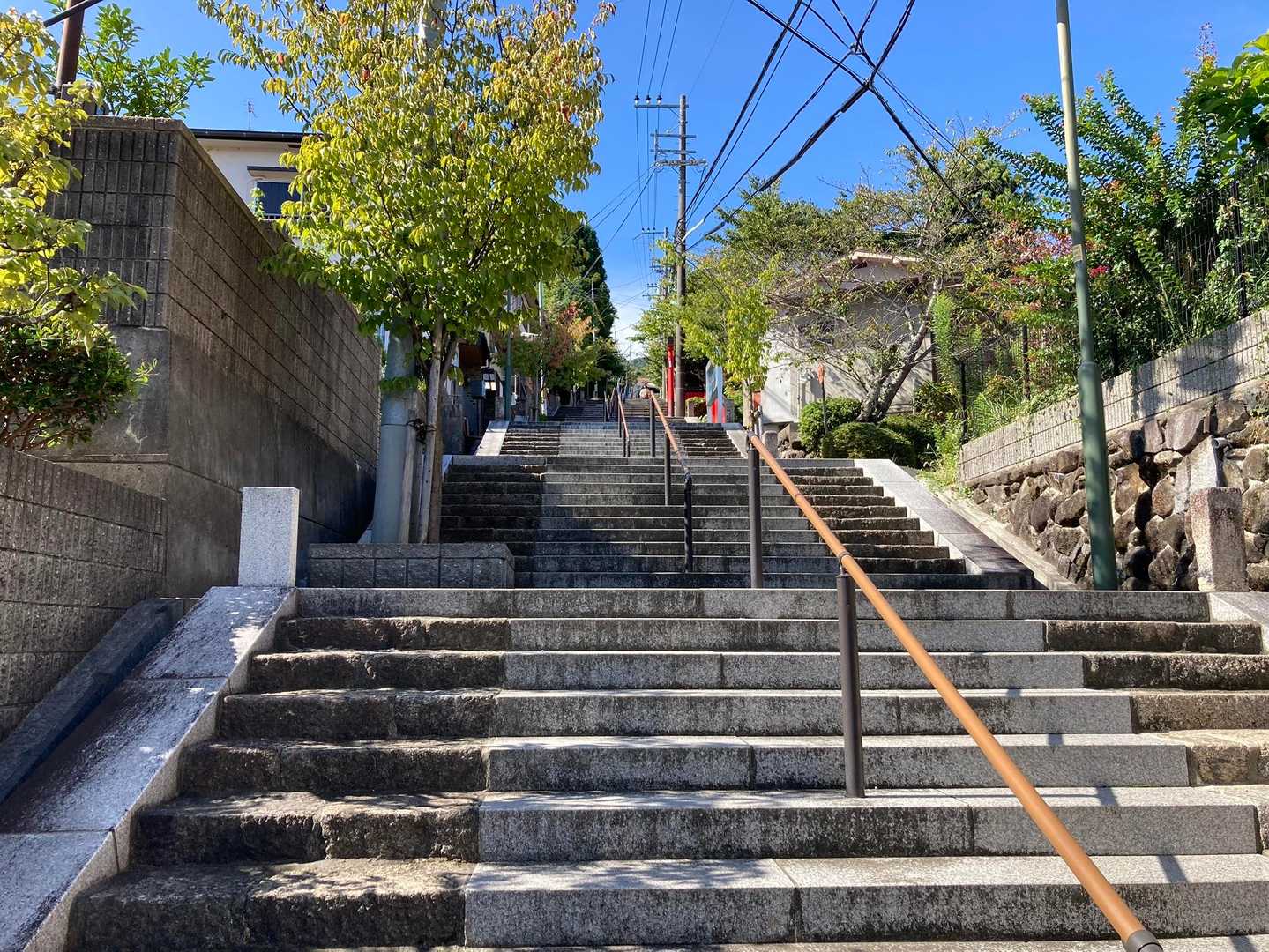 ずーっと続きます
きれいになった階段は歩きやすい
前は両端の黒っぽい古い石の階段だったな