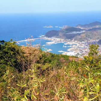 朝日山から眺める恵曇漁港♥️