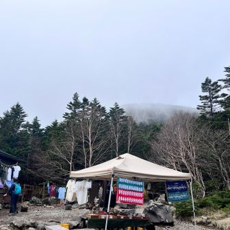 山頂はガスの中😅あの数分間は奇跡