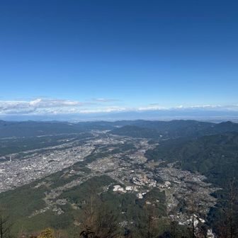 秩父市街地、北や西は雲があってあまり山が見えない