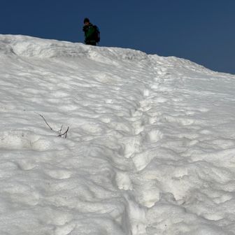 雪庇を登れば分岐です。