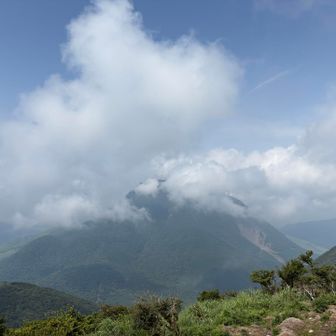 今日は由布岳の雲は取れんかったね