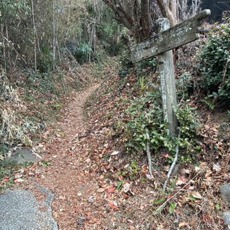 登山口です。
民家の脇道なので、わんこに吠えられます。