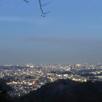 ひとりだけ下山している人の流れから抜けたて金毘羅台に。
もう真っ暗です。