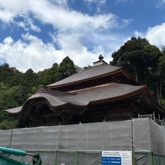改修中の立派な松尾寺
もう少し後の季節で下からお寺を登るルートなら、桜やモミジの紅葉が境内内の階段を彩るんだろうな

バスの時間まで20分少しある