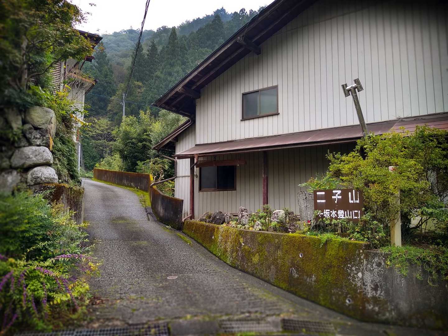 小鹿野車庫行きバスに無事乗り込む。KZ氏とは半年ぶりの再会で、四方山話に花が咲く。

ひとりで坂本まで乗車した前回は、遠くまで来たなという感慨がひとしおだったのだが、今回はあっという間に着いてしまった。

バスは坂本集落の細路地に停まり、二子山登山口方面の道が目の前に在る。
