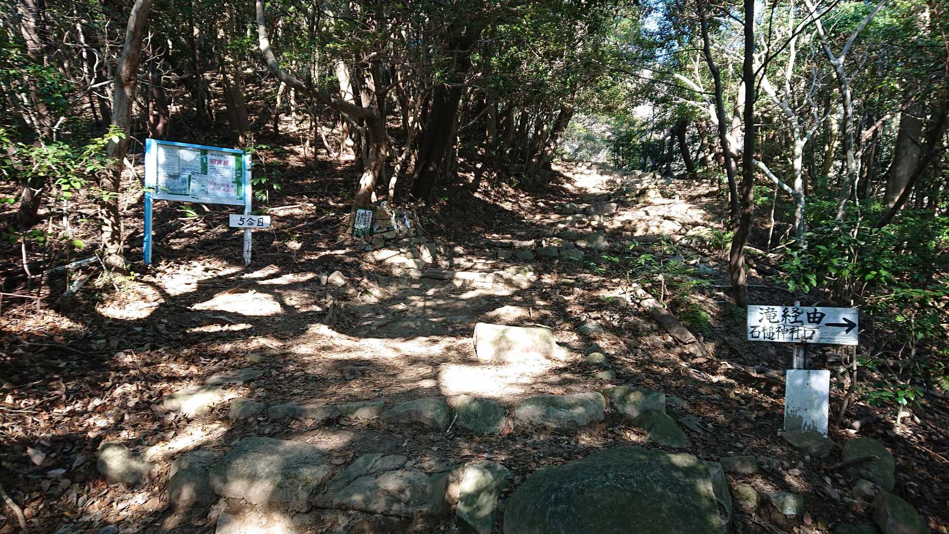 滝経由のルートとの分岐