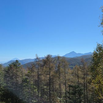 ゴンドラに乗る前に駒ヶ岳と富士山
