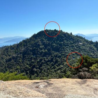 駒ヶ林から弥山山頂の展望台が見えます
右下の建物はなんだろう⁇