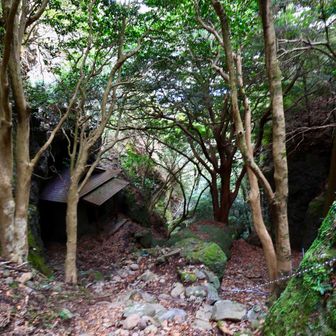 山頂先の展望所でザックを降ろし、西村修のマイクパフォーマンスと同じくらいの長さの長い休憩を挟んたのち、下山開始です。
休憩の際に、ヘッデンは取り出しやすい場所に格納し、硯石水を味わうために再度、奥の院へ。