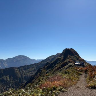 薬師岳に登るとようやく八ツ峰の姿がハッキリ見えます