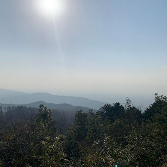 大文字山頂から大阪方面黄砂で全く見えん