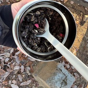 行動食にグラノーラ。
昨日ブラックサンダーのグラノーラを見つけて持って行くことにしました。ちょうど良い入れ物が見当たらずだいぶ前に購入したスープジャー利用。