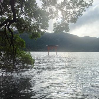 湖畔のほとりにある
弁天社と
湖上の鳥居⛩️にも✨️🙏✨️