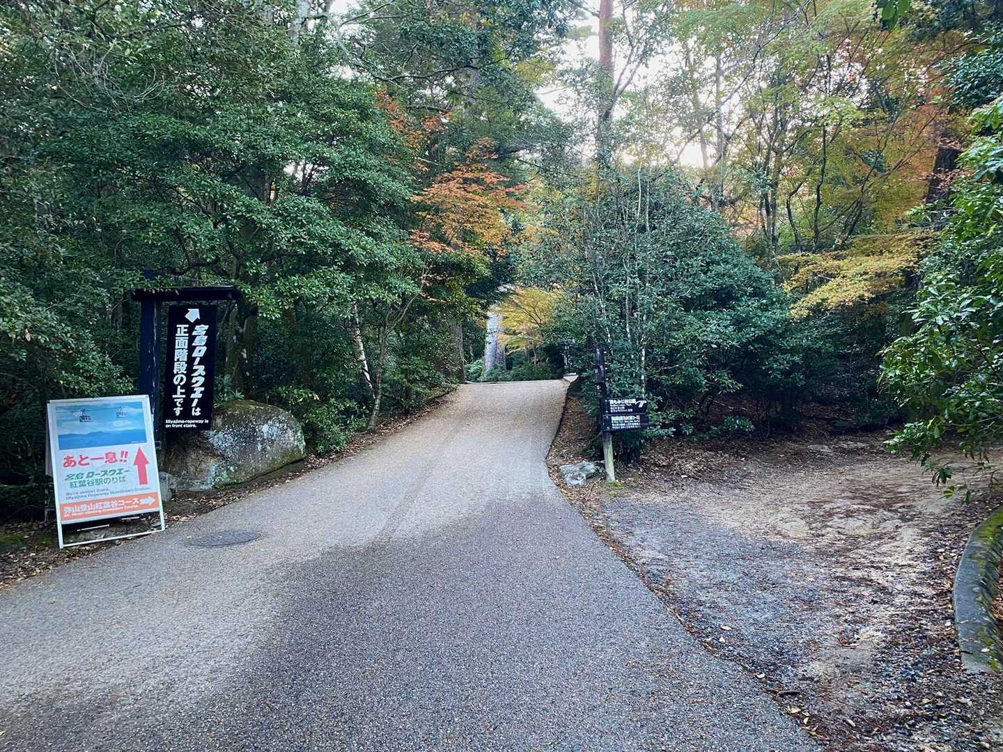 まっすぐ行けばロープウェイ乗り場。まだ始発までは時間があります。
我々は右の登山道へ。