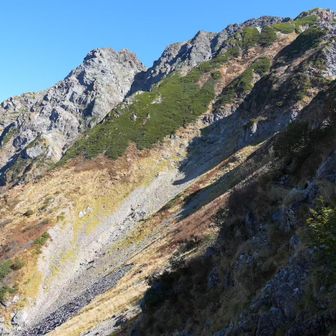 この景色がずっと見えていた。
剱岳から連なる、マッチ箱ピーク。
