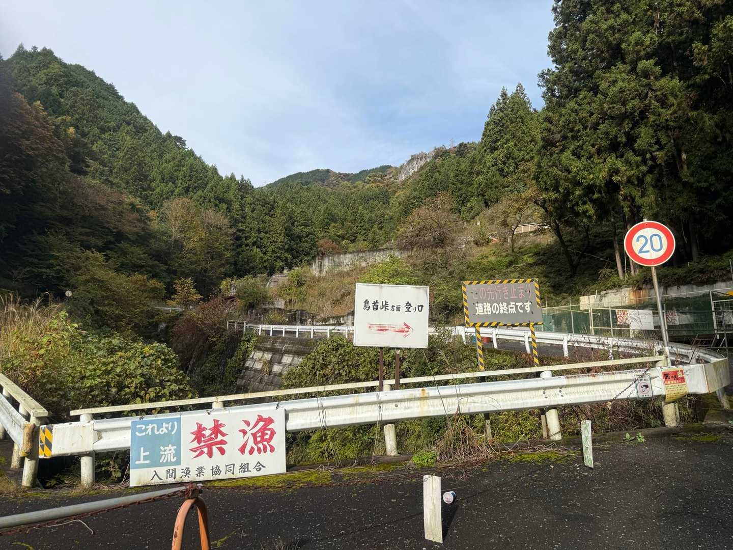 林道の終点
鳥首峠の登り口へ👉