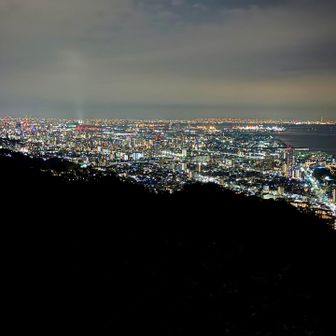 神戸、大阪方面の夜景が煌びやかです。