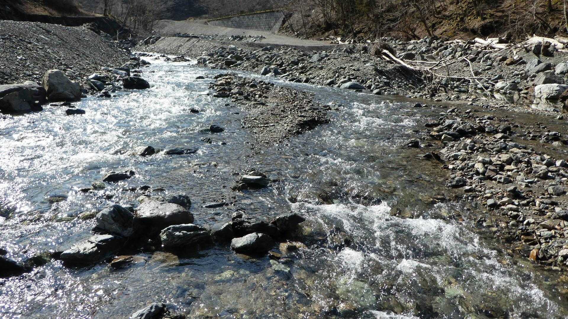 川の中洲、ここまで来れば後は普通に行けました