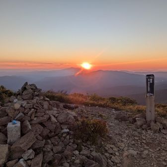 森吉山に沈み行く夕陽🌇
