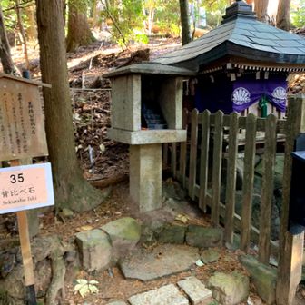 背比べ石

牛若丸（源義経公）が16歳のとき、奥州平泉の藤原秀衡のもとに下る際に名残りを惜しんで背比べをしたと伝わる石。