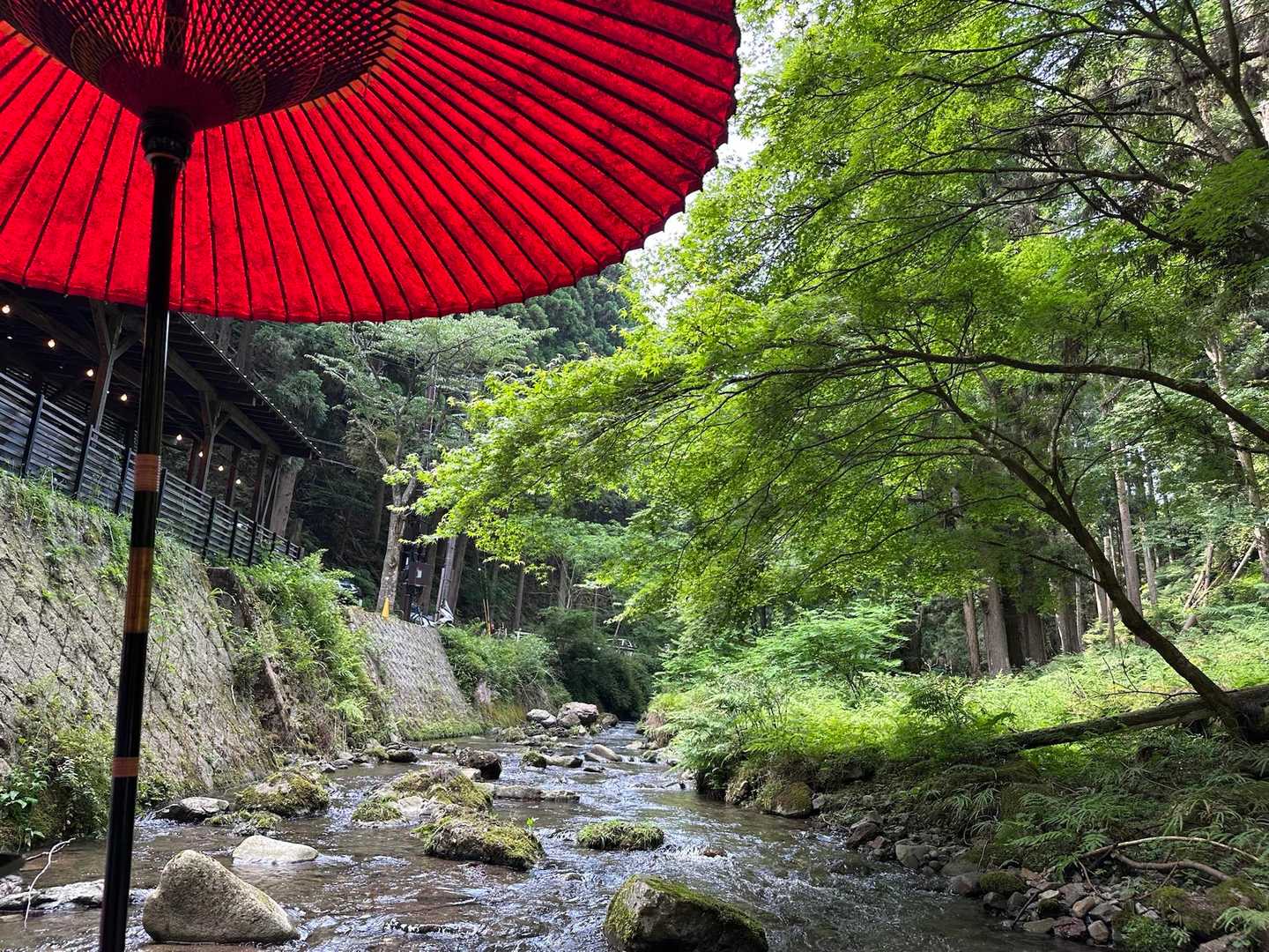 貴船神社の近くからはだいぶ下っているからすぐに入れた！