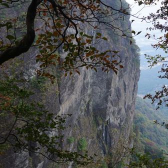 タルワキ沢をあがりきると、天狗岳の大岩壁が姿をあらわします。YAMAPの高度から推察するに300mほど切り立っているものと思われます。
そしてなんと、この写真を撮っている相馬岳岩壁とのギャップがわずか100m程度(鞍部は10m)しかありません。
山頂は残念ながらガスの中でした。
