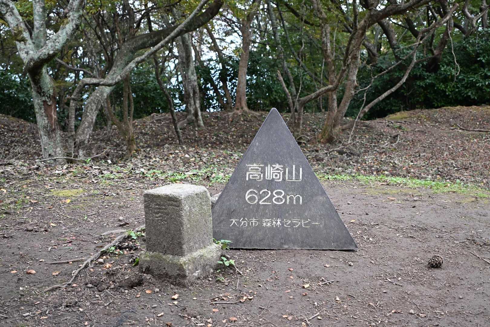 山頂標識と二等三角点