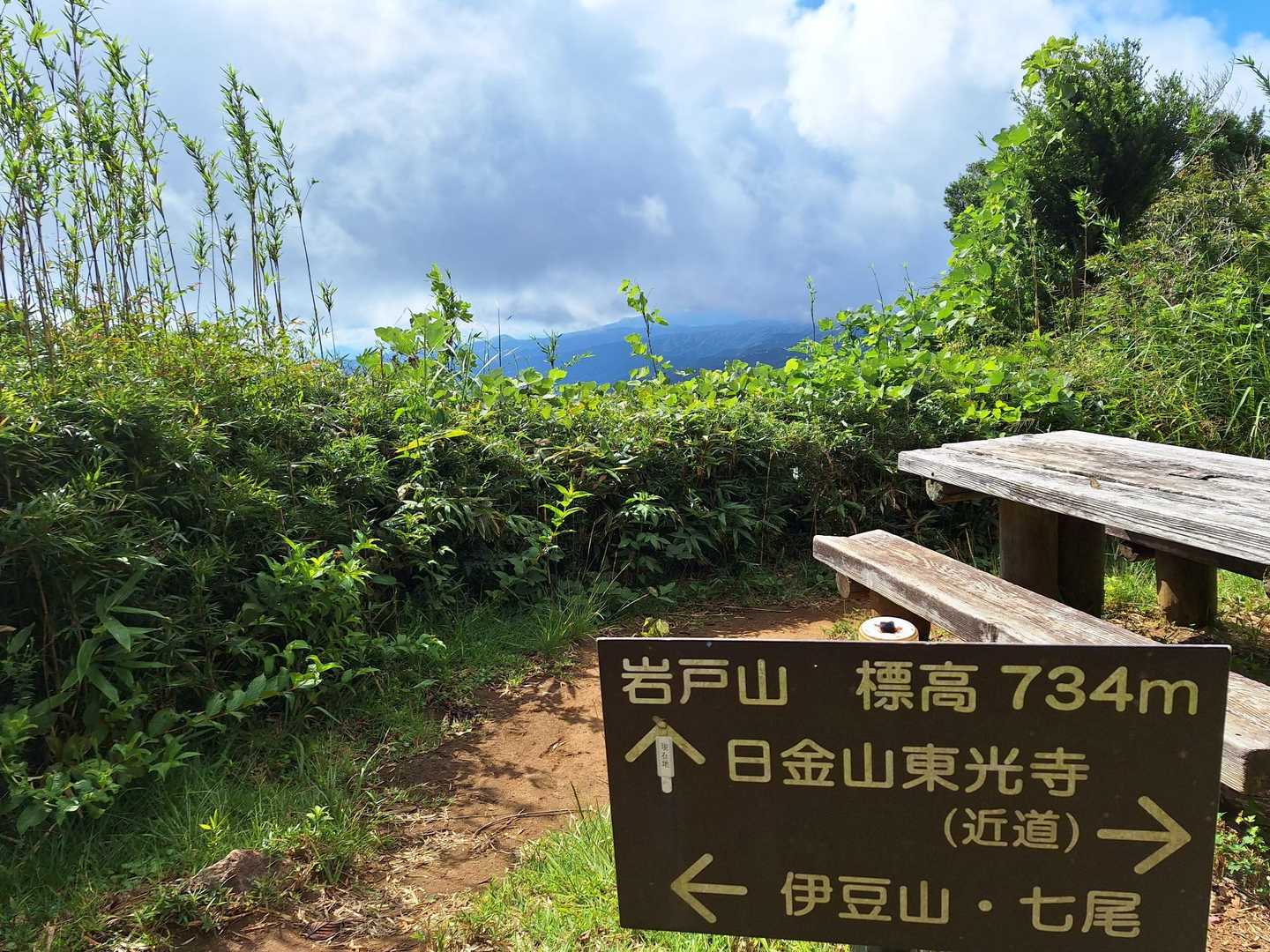 山頂。思いのほか狭い！
日差しが強く、まだ10時前なのですぐ下りました。