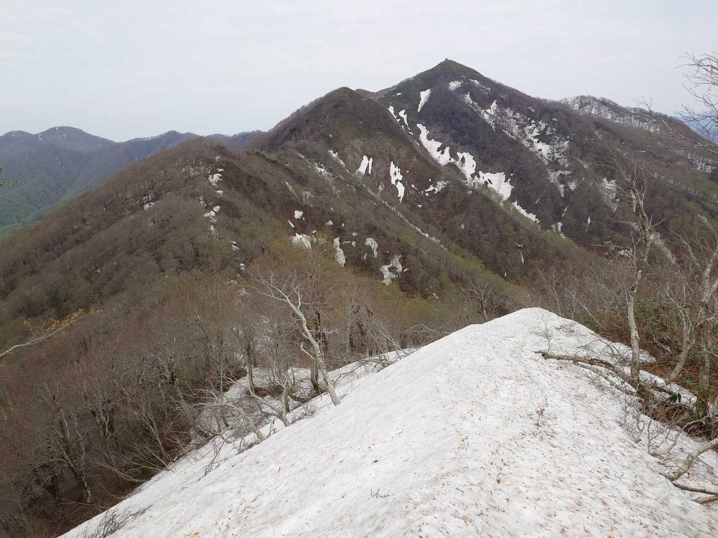 正面に山頂がみえます✨
この先かなり急で、チェンスパだったので、ここの下りは⚠️かなり気を使いました💦
１２本があると安心な所です😌