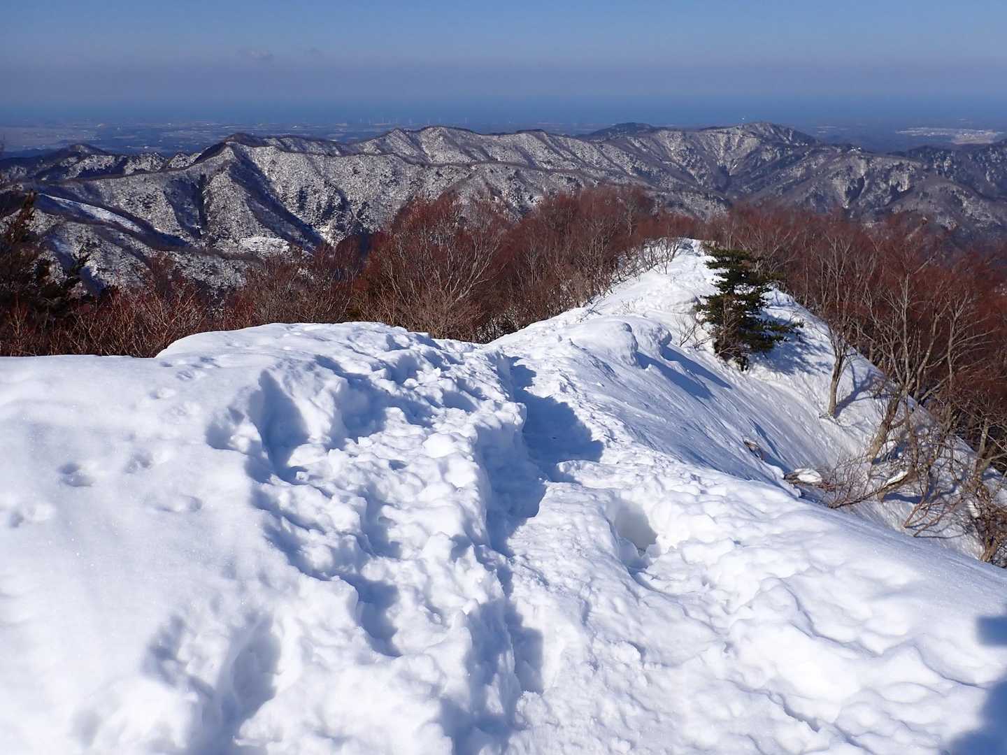 グサグサの雪と尾根道