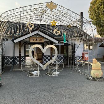 柳本駅に到着　イルミネーション点くんだね