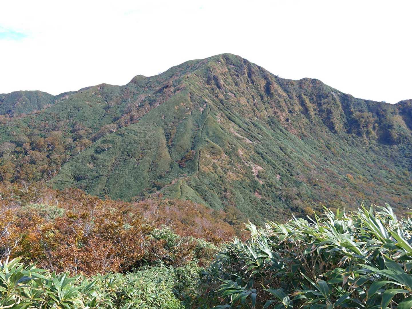 ラスボス経ケ岳。一旦下ってからの登りに気が滅入る😭