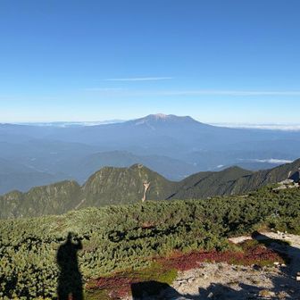 独立峰の御嶽山はずっと見える