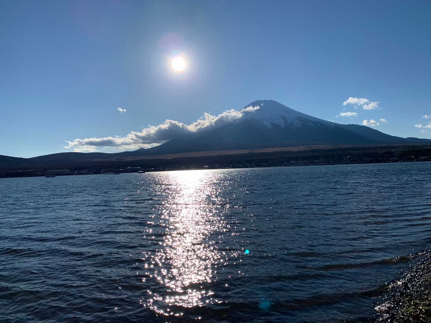 湖と富士。