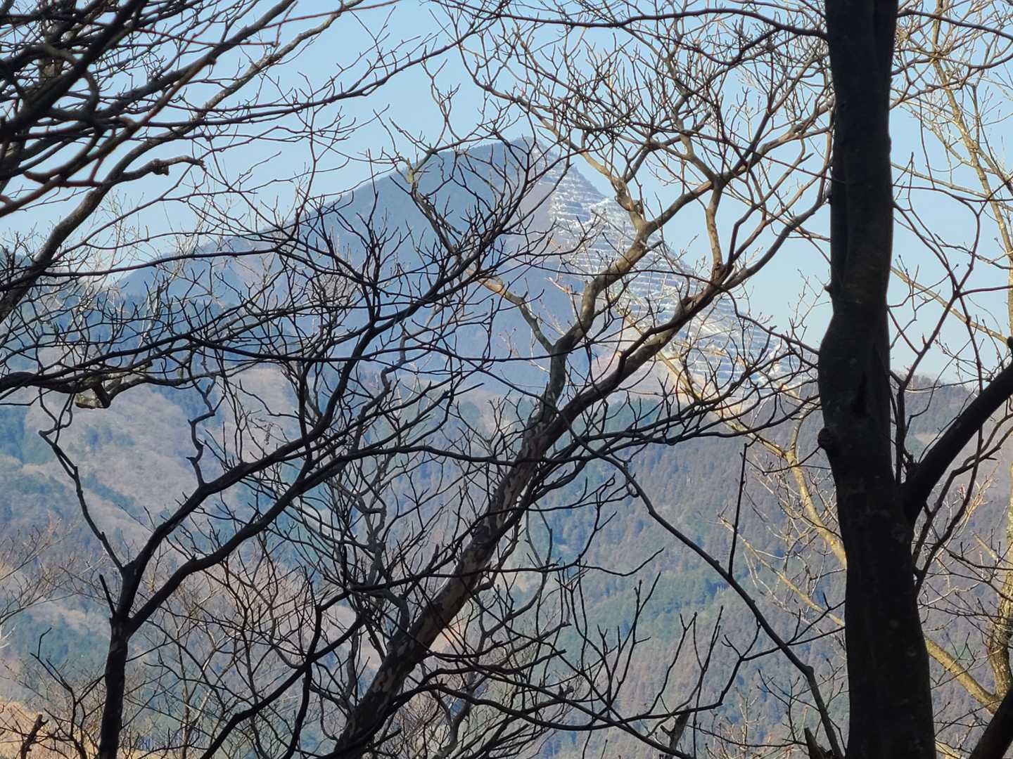 1月に登った武甲山が見えます。石灰を採掘している機械音がここまで聞こえます。