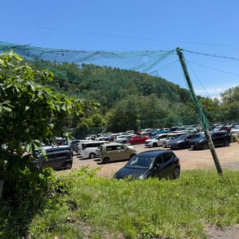 下山　浅間山荘の駐車場結構なキャパで、多くの人出にも関わらず余裕で駐車できました