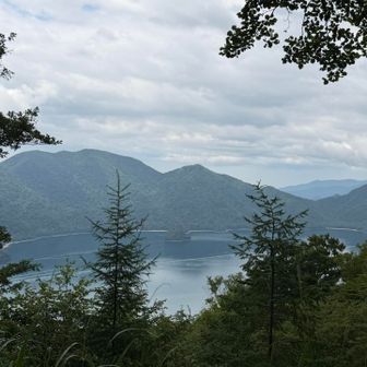 合間に見れた中禅寺湖