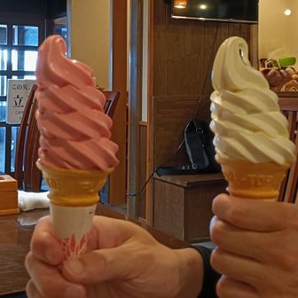 コケモモと食べ比べ
長門牧場のソフトみたいです
どっちもおいしかった