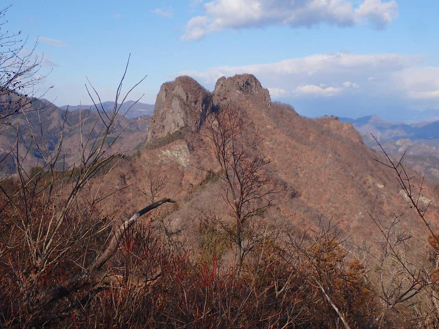 大久保集会所前-四ツ又山・鹿岳登山口-天狗峠-四ッ又山-マ 縦走コースの写真
