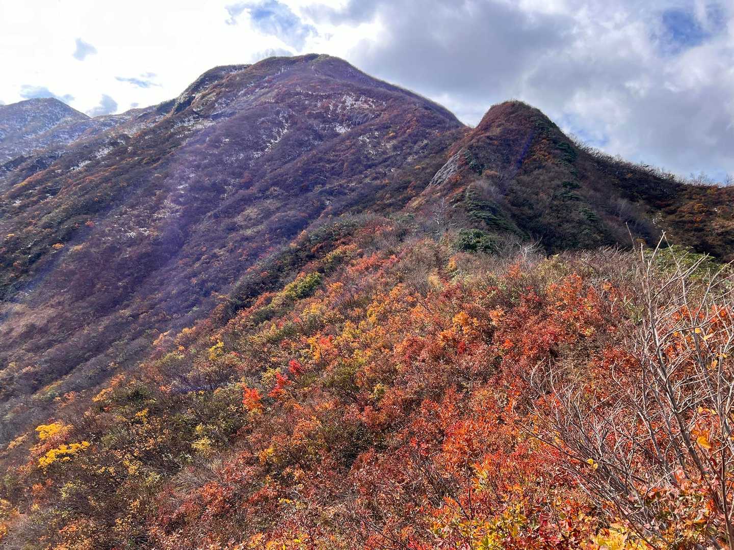 權ノ神岳への稜線の方が紅葉がたくさん残っていました🍁😊