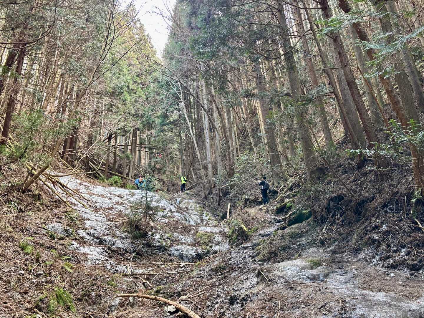一の滝までもう少し🥾
やっと白っぽいのが出てきたよ〜と思ったら
これ、氷だったわ…🧊🧊
迷わずここでチェンスパ装着⛓️⛓️