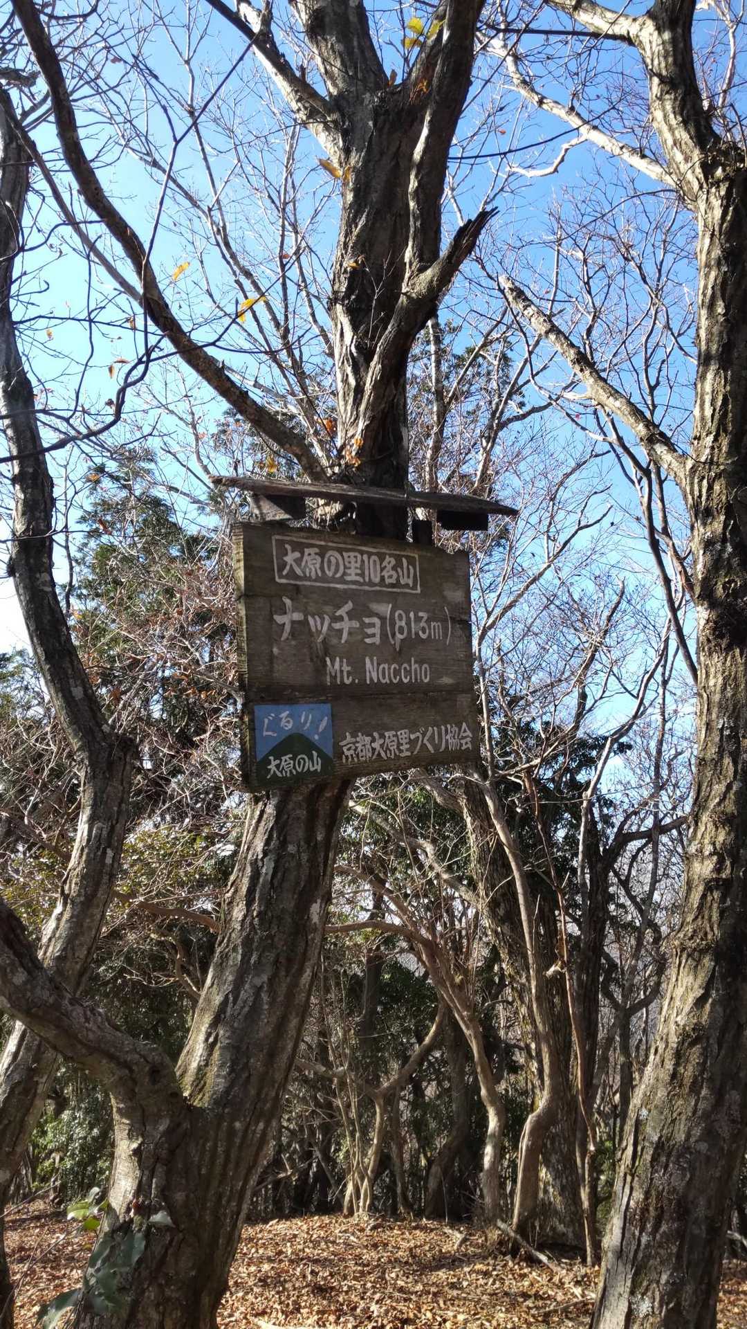 頂上標識　けっこう広い頂上です　琵琶湖側の見晴らし有ります　昼食