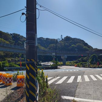  この横須賀IC入口の畠山側の信号、新しい感応式センサーに変わってますね。

 前は、道路の上まで竿が伸びてたんですけど。電柱脇に新しい小さなセンサーが付いています。

 なので、歩行者ボタン押さなくても、ココで両手を大きく振れば信号が変わります。